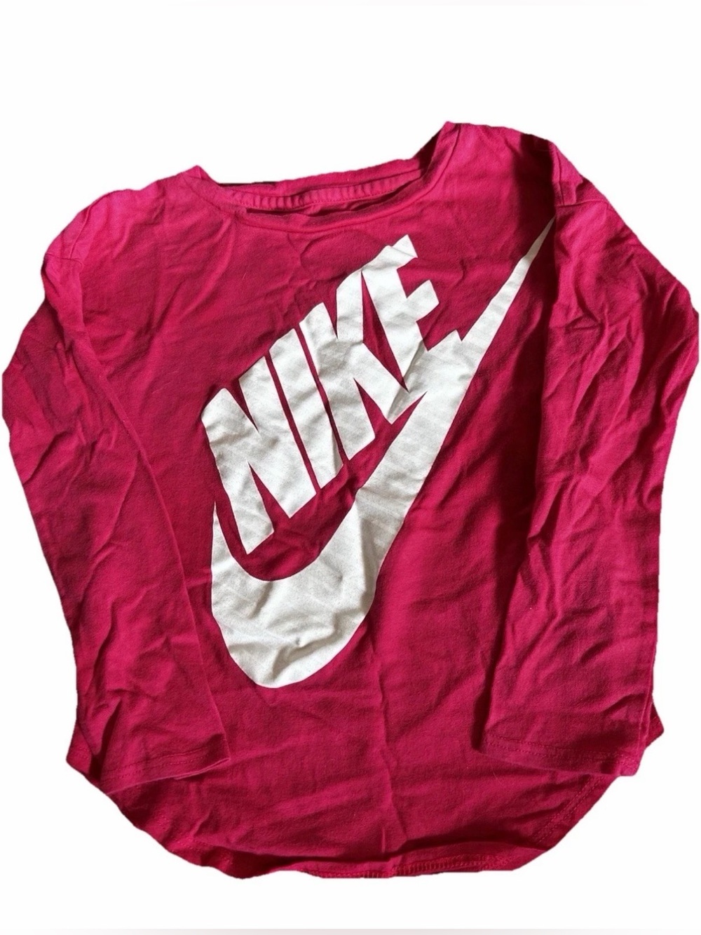 Nike Fuchsia long sleeve Tee with White Logo for girls 4T